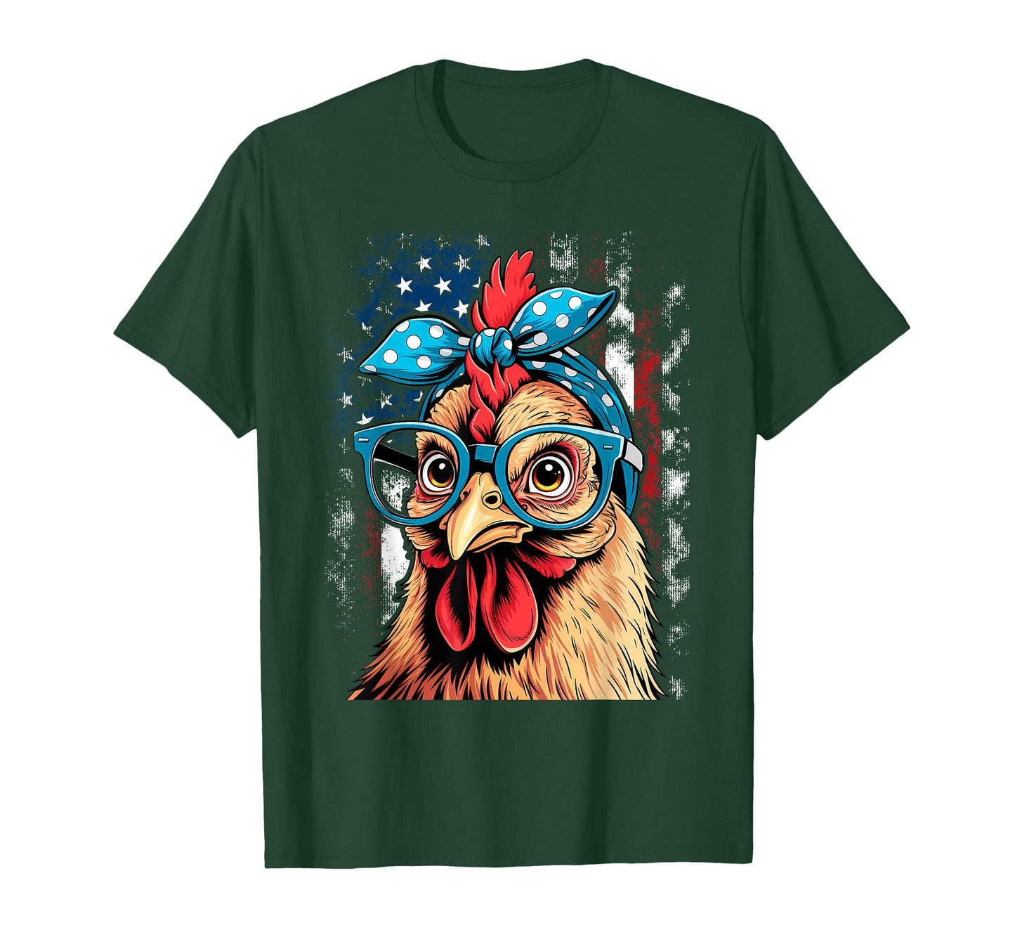 Cute Women Girl Chicken with Bandana Headband and Glasses T-Shirt