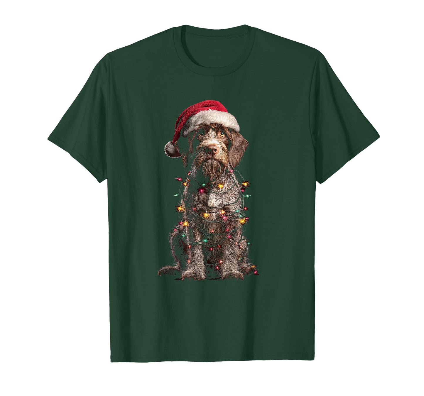 Wirehaired Pointing Griffon Christmas Graphics Dog Lights T-Shirt