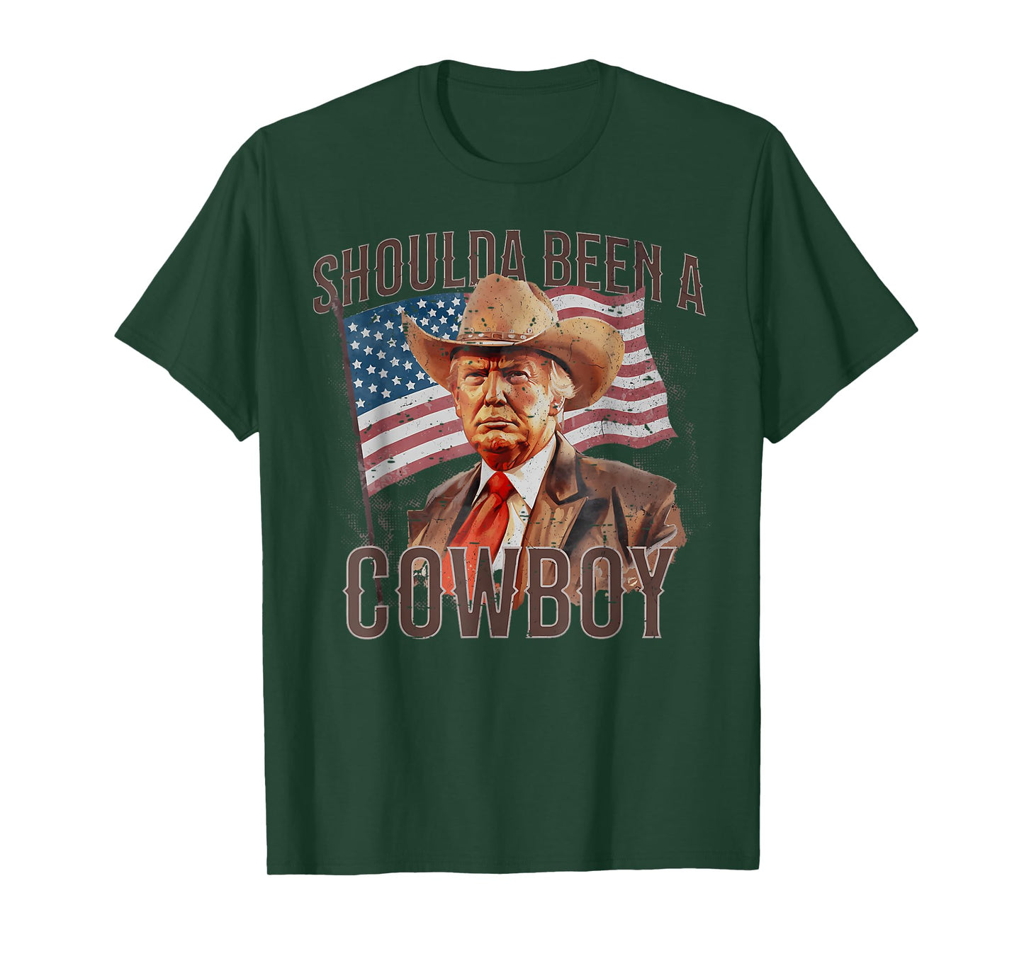 Should Have Been A Cowboy Trump 2024 4th Of July US Flag T-Shirt
