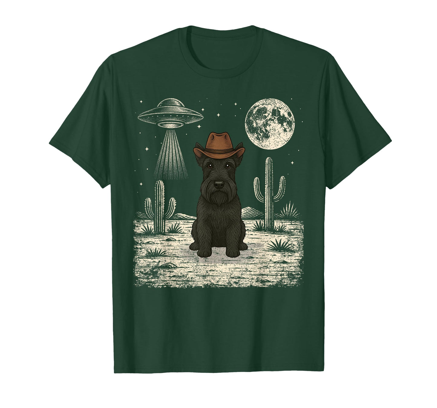 Funny Scottish Terrier Cowboy Western Scottie Dog UFO T-Shirt