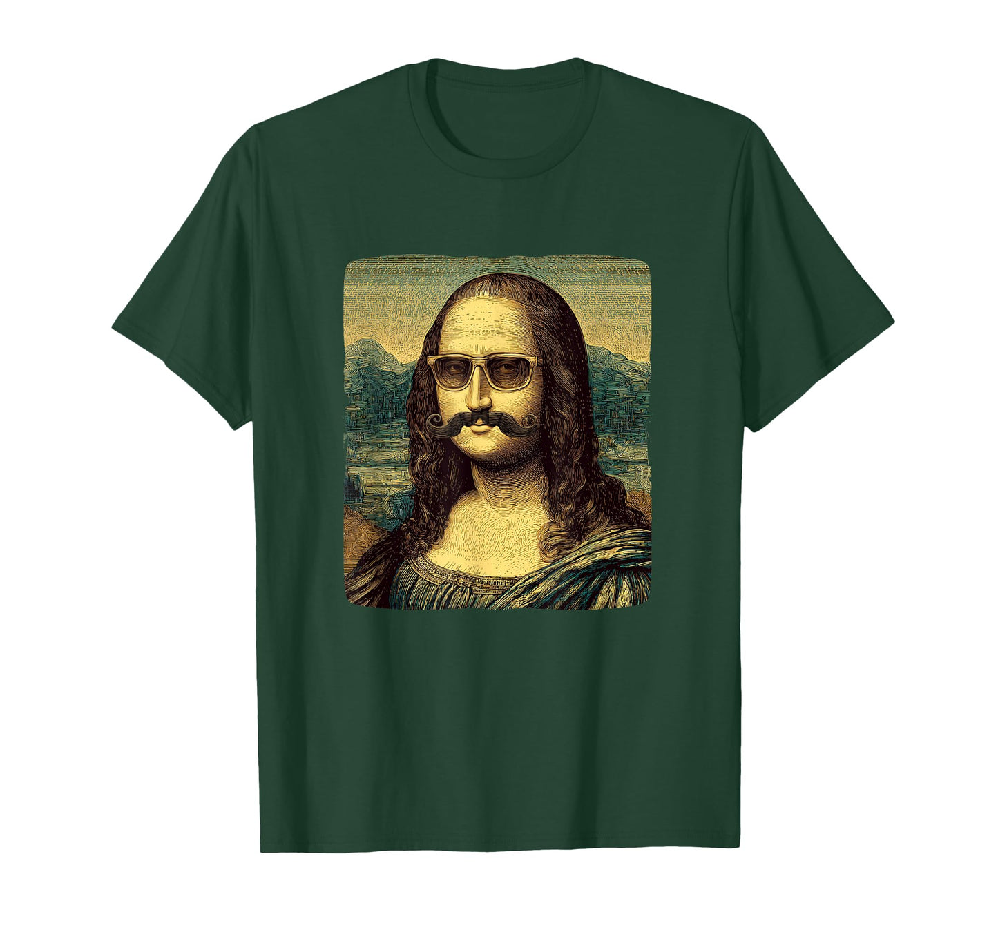 Awesome Mona Lisa Art with Cool Sunglasses and Mustache T-Shirt