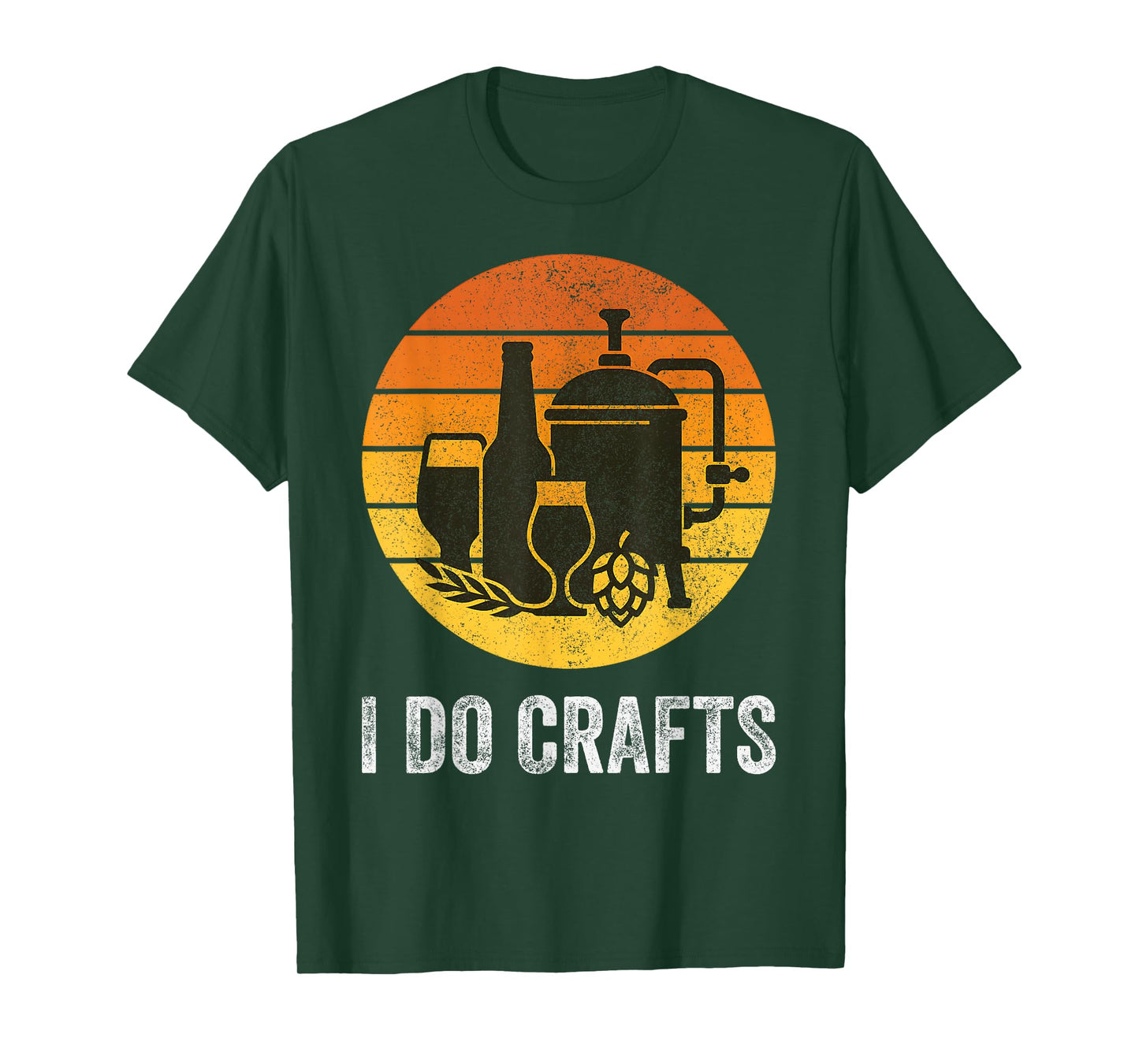 Home Brewing Retro Sunset Silhouette I Do Crafts T-Shirt