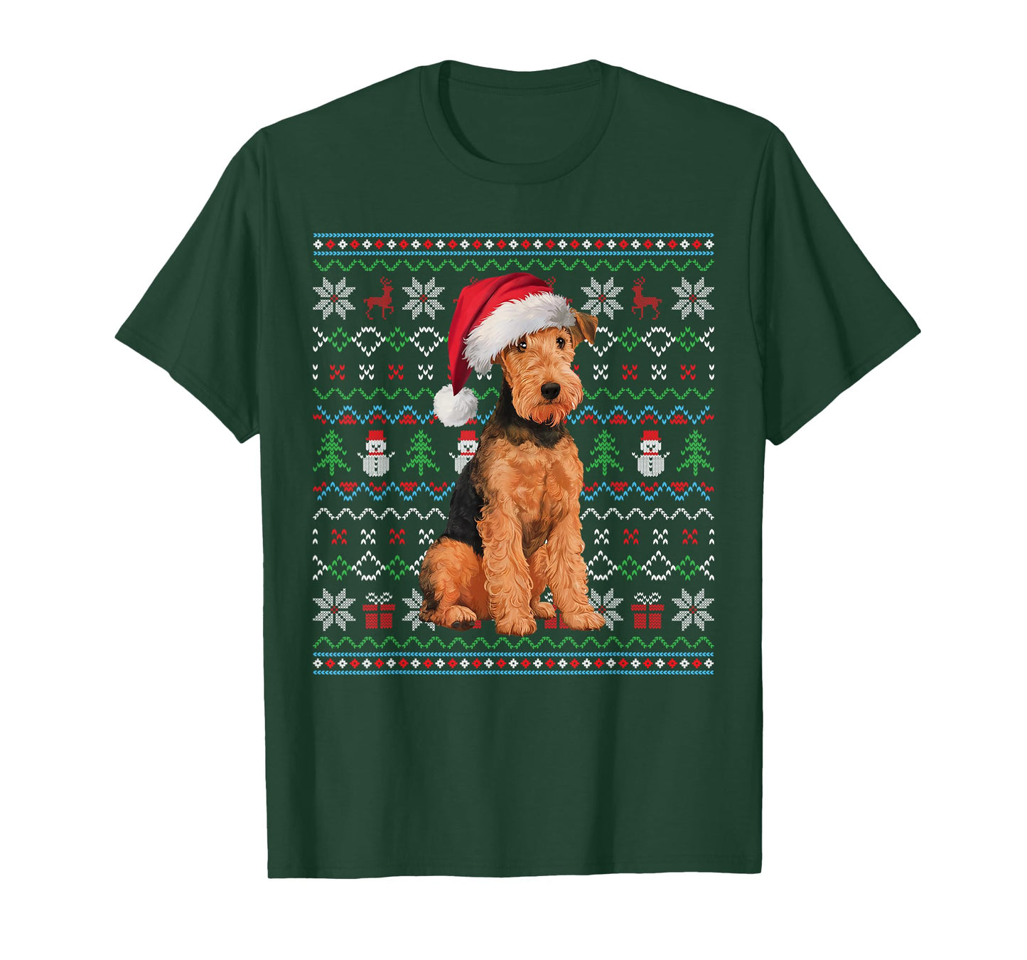 Ugly Airedale Terrier Dog Lovers Xmas Sweater Santa T-Shirt