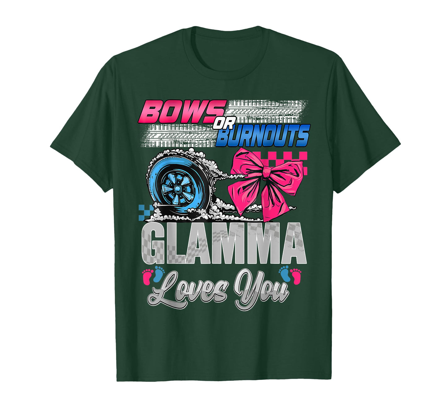 Burnouts or Bows Glamma Loves You Gender Reveal Party T-Shirt