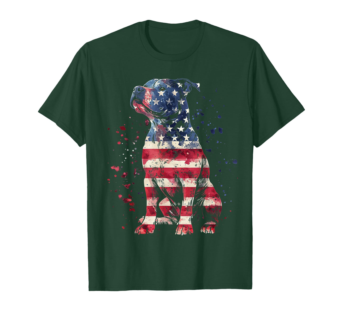 Patriotic Pitbull American Flag 4th of July Dog Pitbull Dad T-Shirt