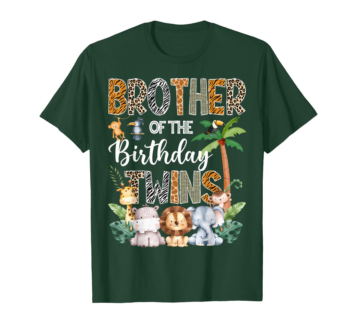 Brother Of The Birthday Twins Safari Jungle Animal Lover T-Shirt