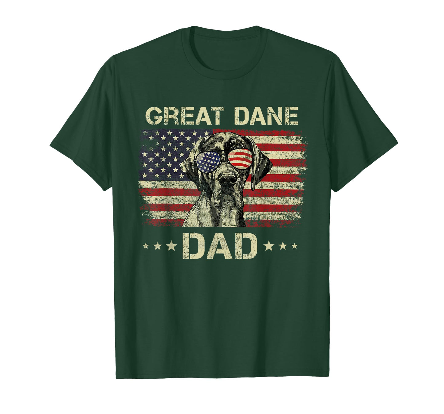 Great Dane Dad Dog Lovers American Flag 4th Of July T-Shirt