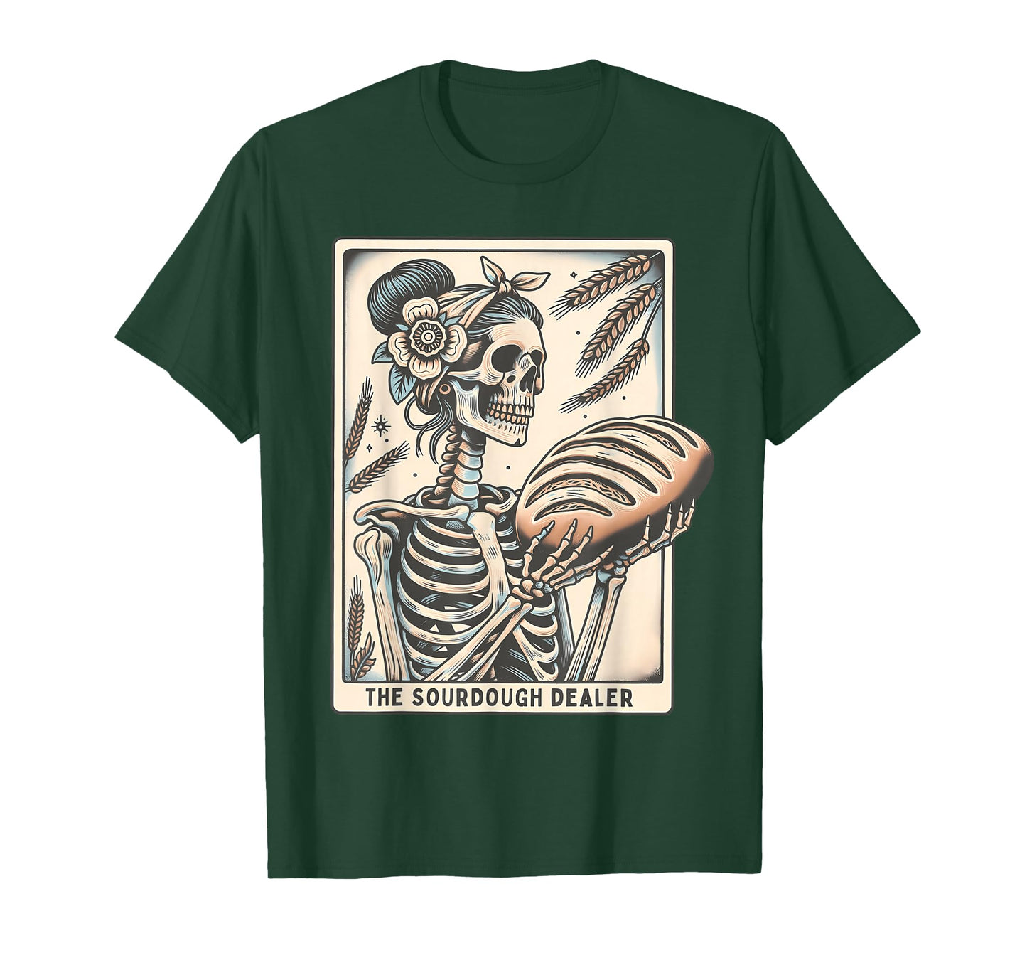 Sourdough Bread Tarot Card Skeleton Homemaker Baking T-Shirt