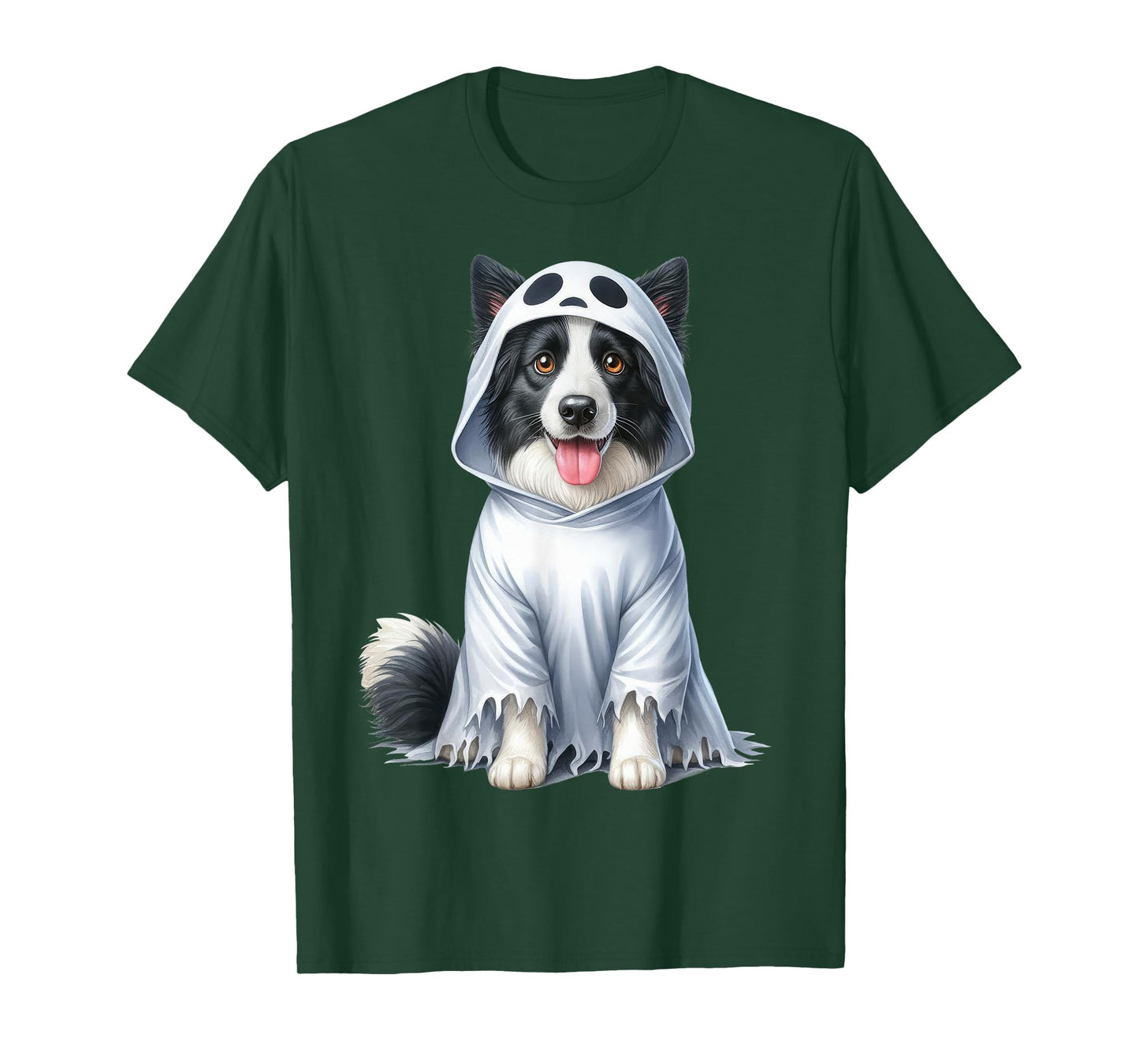 Funny Ghost Border Collie Dog Lover Halloween Costume Men Women T-Shirt