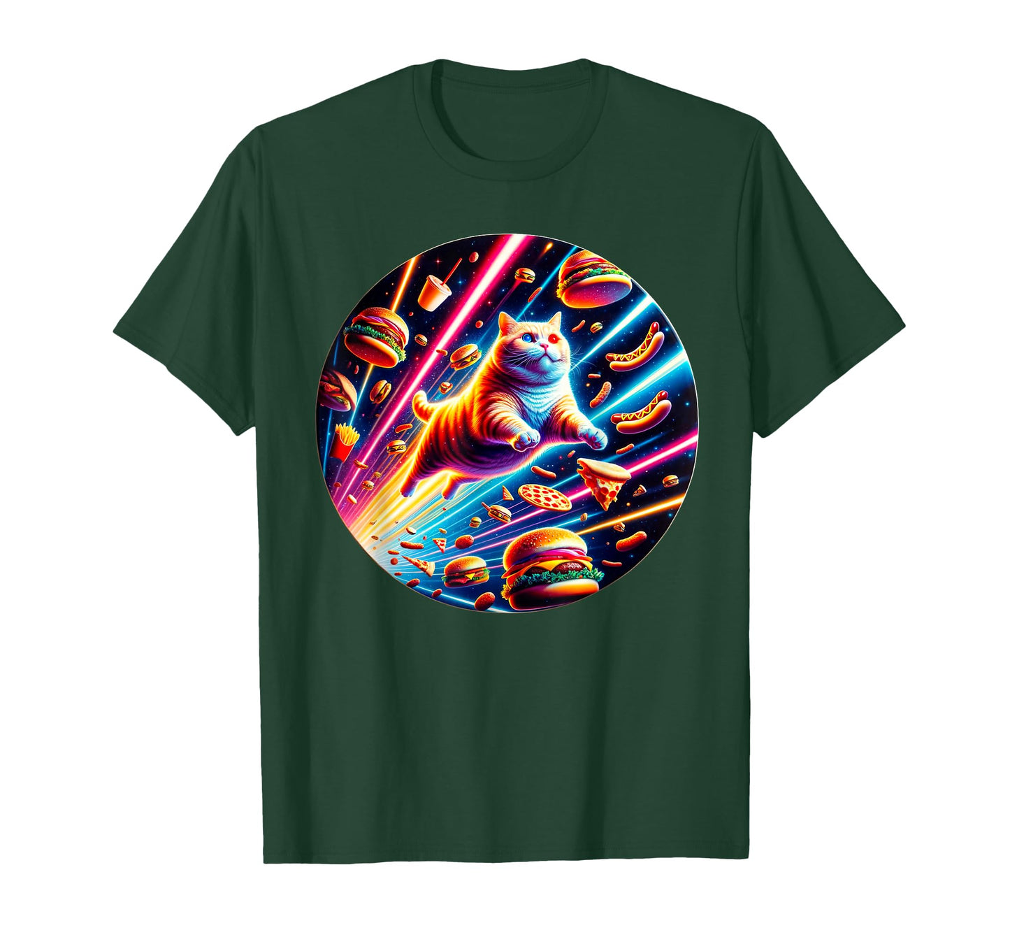 Outer Space Pizza Cat Rainbow Laser Taco Hot Dog Burrito T-Shirt