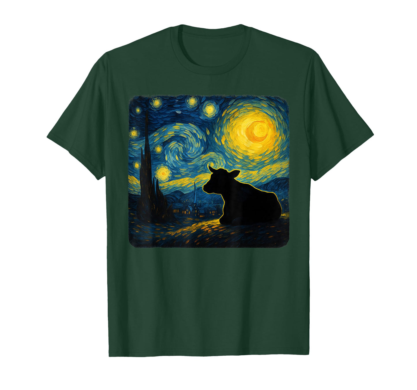 Starry Night Van Gogh Farmer Farm Cow Funny Graphic T-Shirt