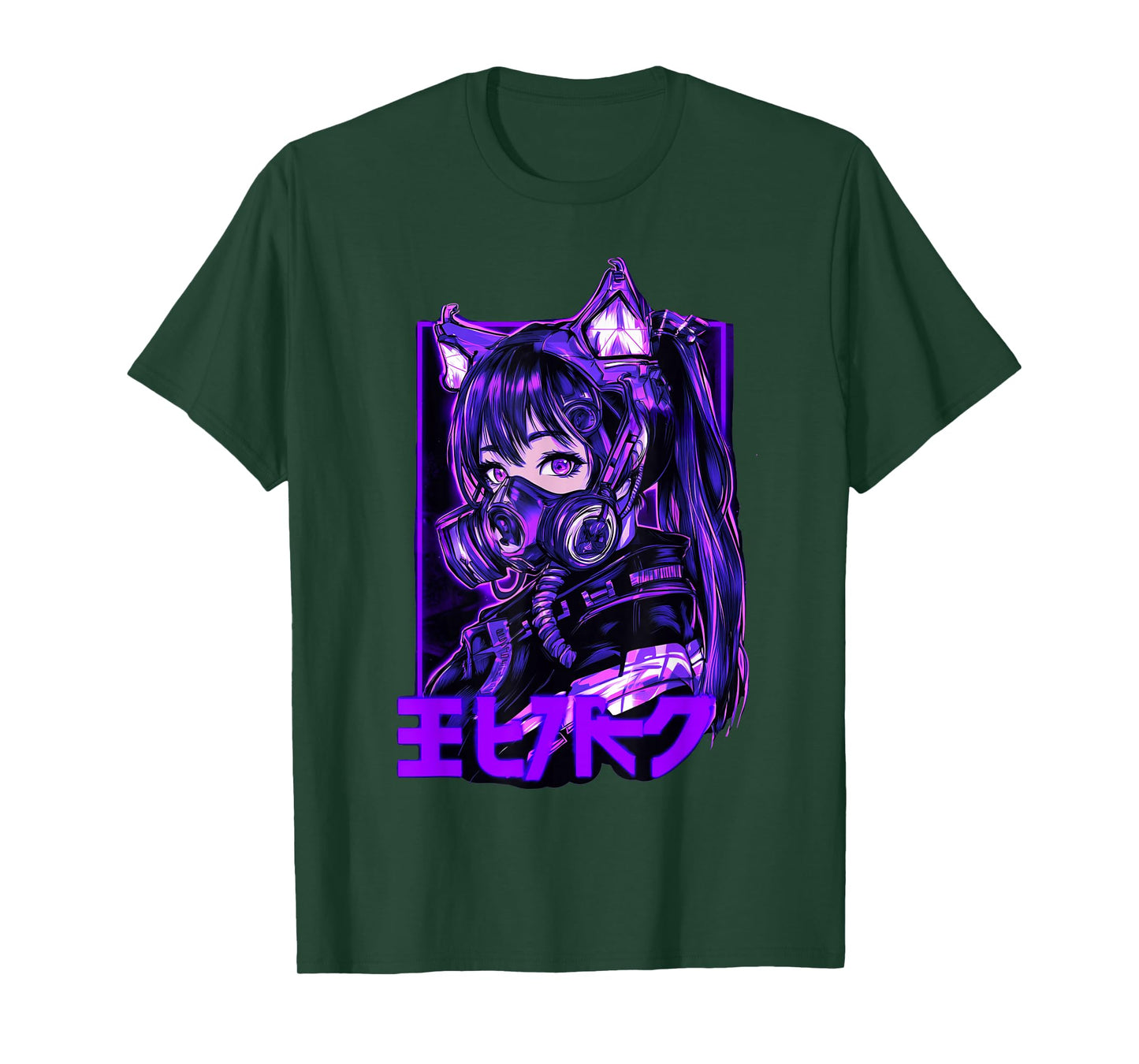 Futuristic Anime Catgirl Warrior Mask Cyberpunk Look T-Shirt