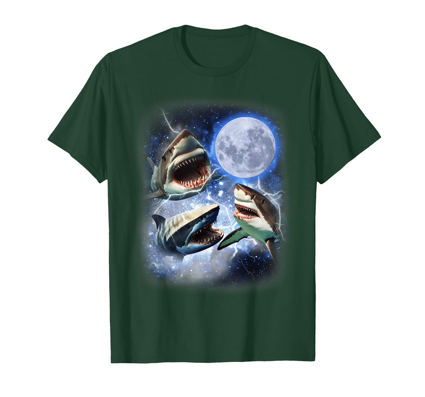 Three Shark Moon - 3 Great Whites Howling Wolfs Moon Parody T-Shirt