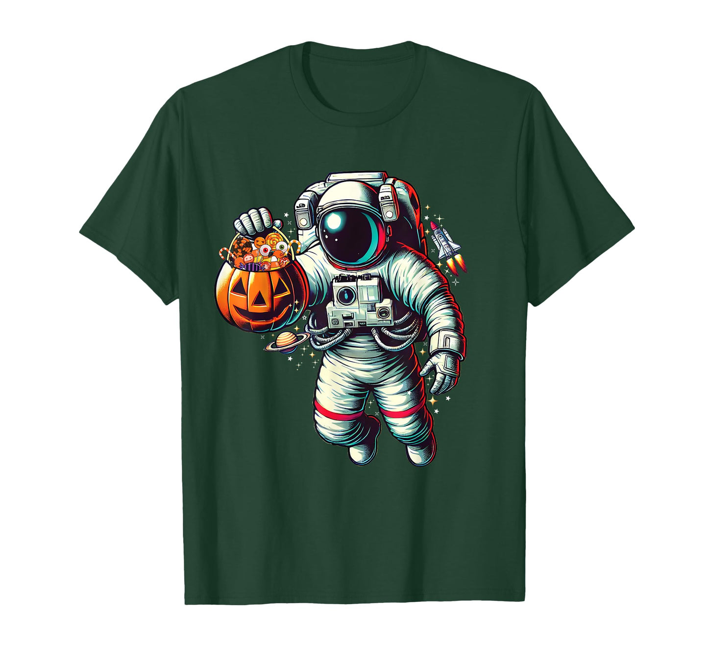Space Astronaut Celebrating Halloween Kids Boys Toddlers T-Shirt