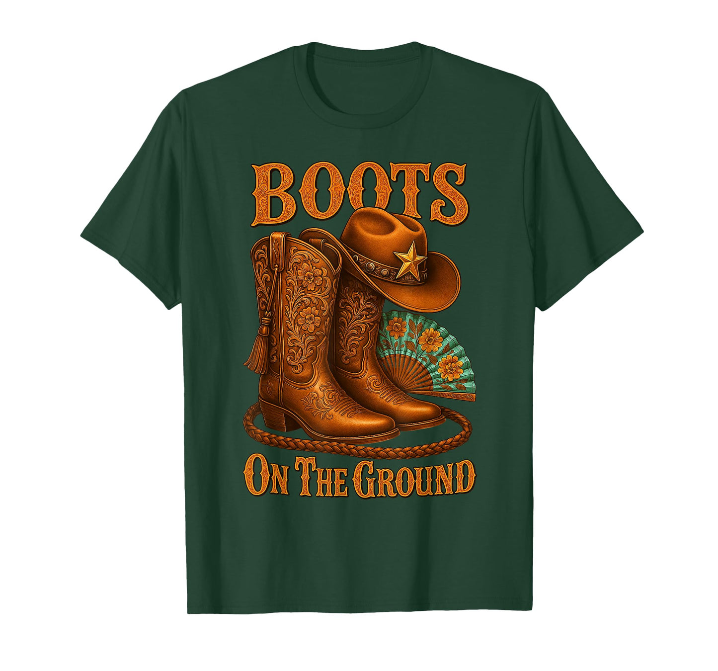 Cowgirl Rodeo Western Style Boots On The Ground Linedance T-Shirt