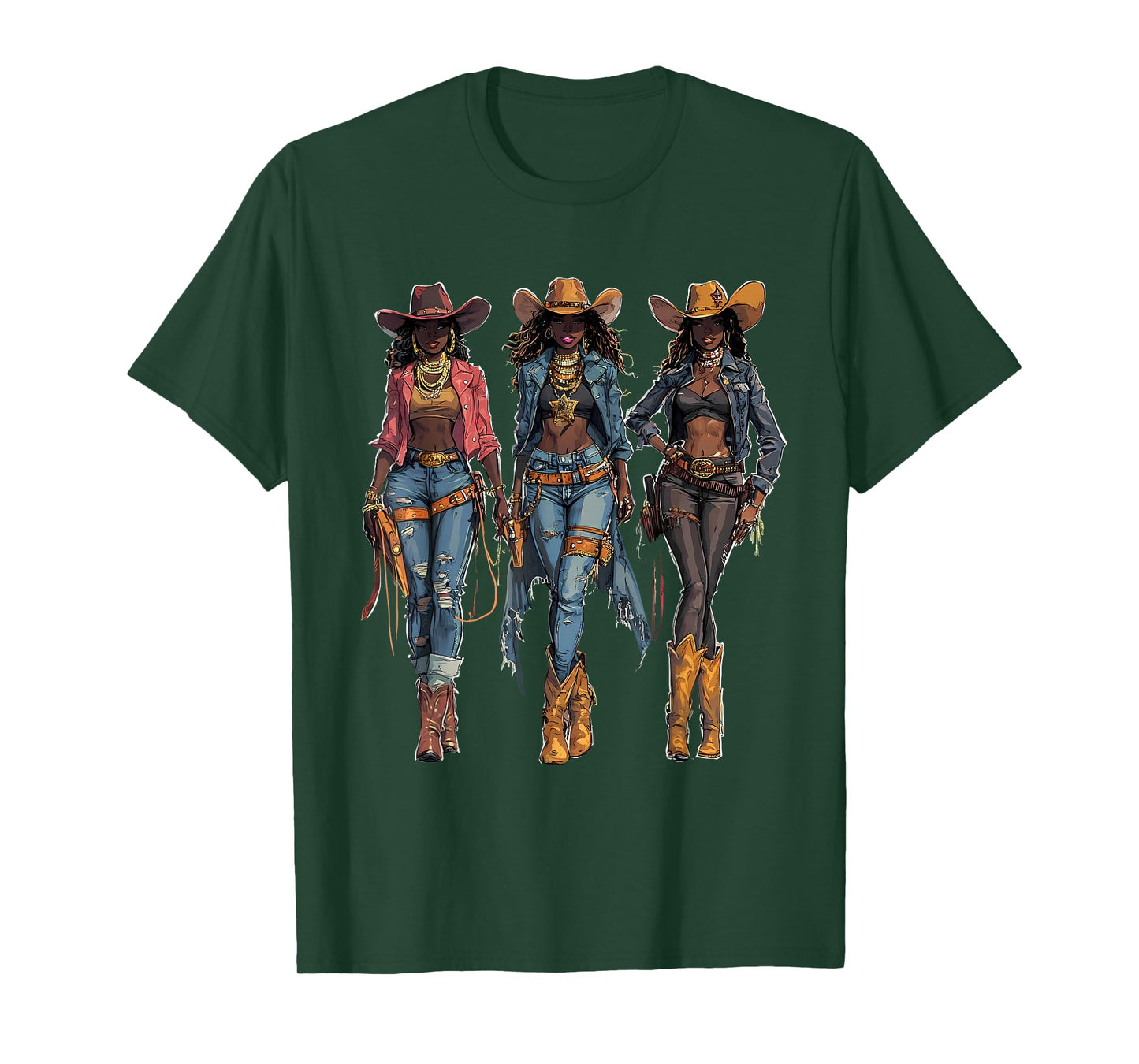 Black African American Cowgirl Western Country Texas Rodeo T-Shirt