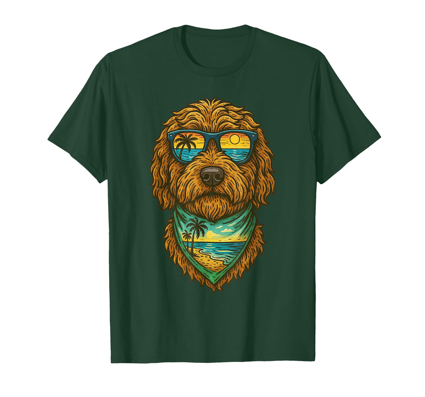 Summer Goldendoodle Dog Beach Sun Cool Goldendoodle Beach T-Shirt