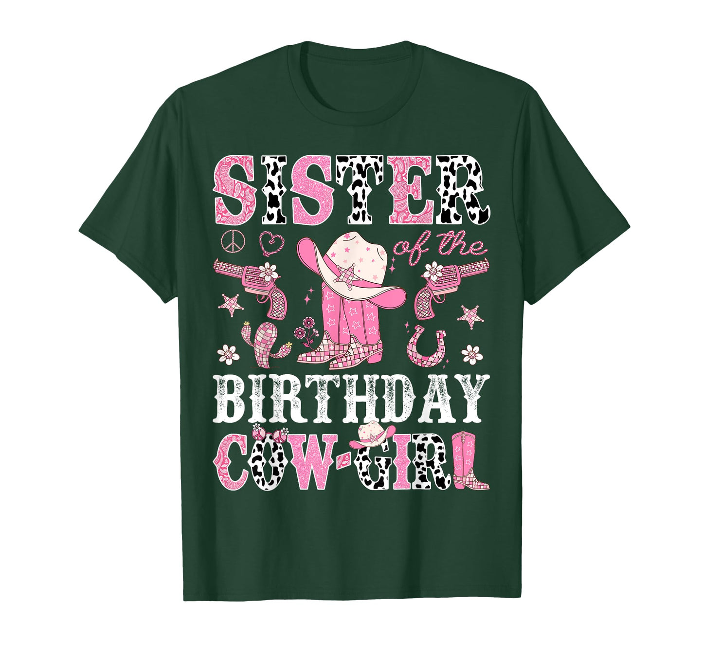 Sister Of The Birthday CowGirl Pink Disco Rodeo Western T-Shirt