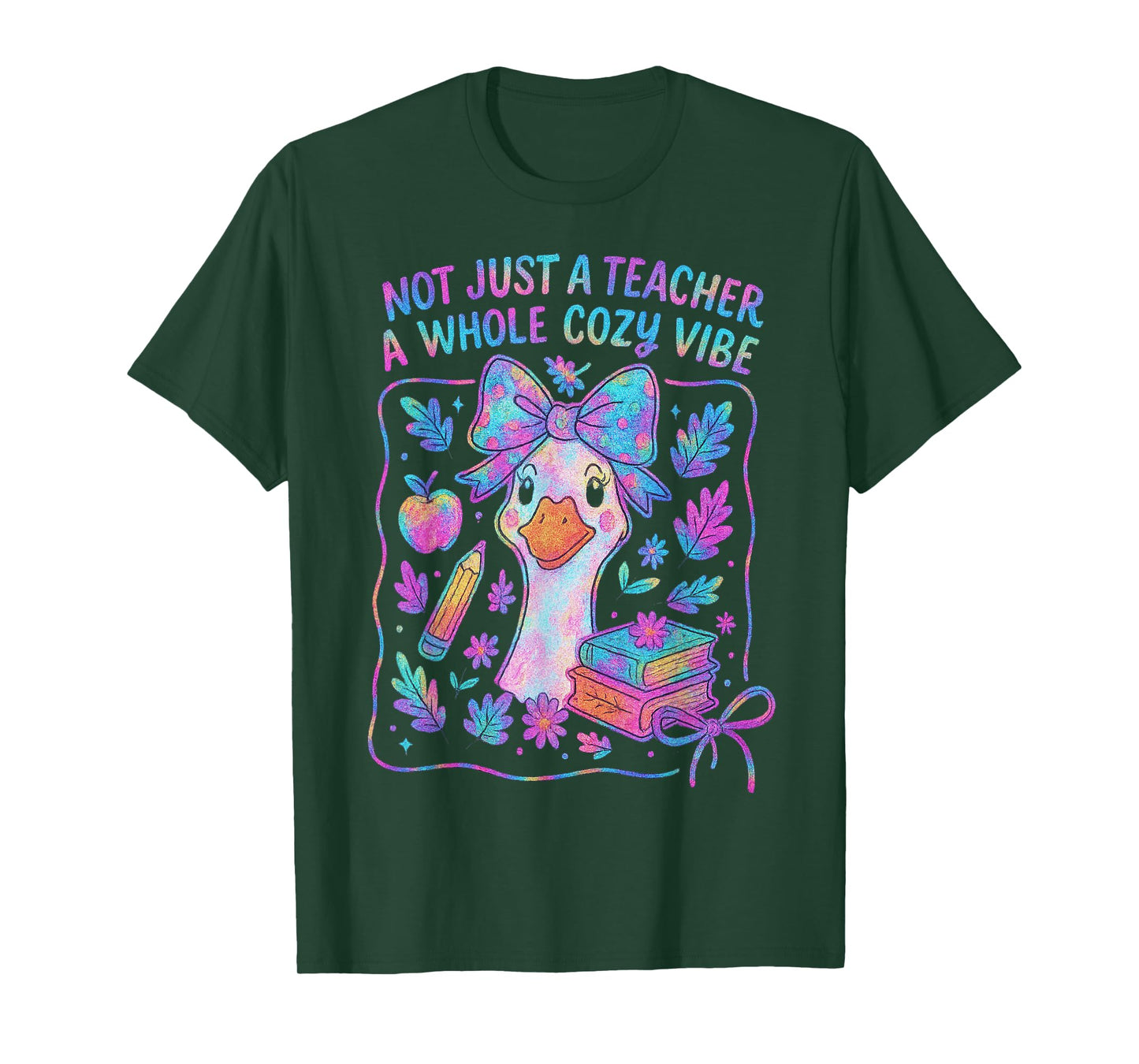 Not Just a Teacher a Whole Cozy Vibe Boho Coquette Goose T-Shirt