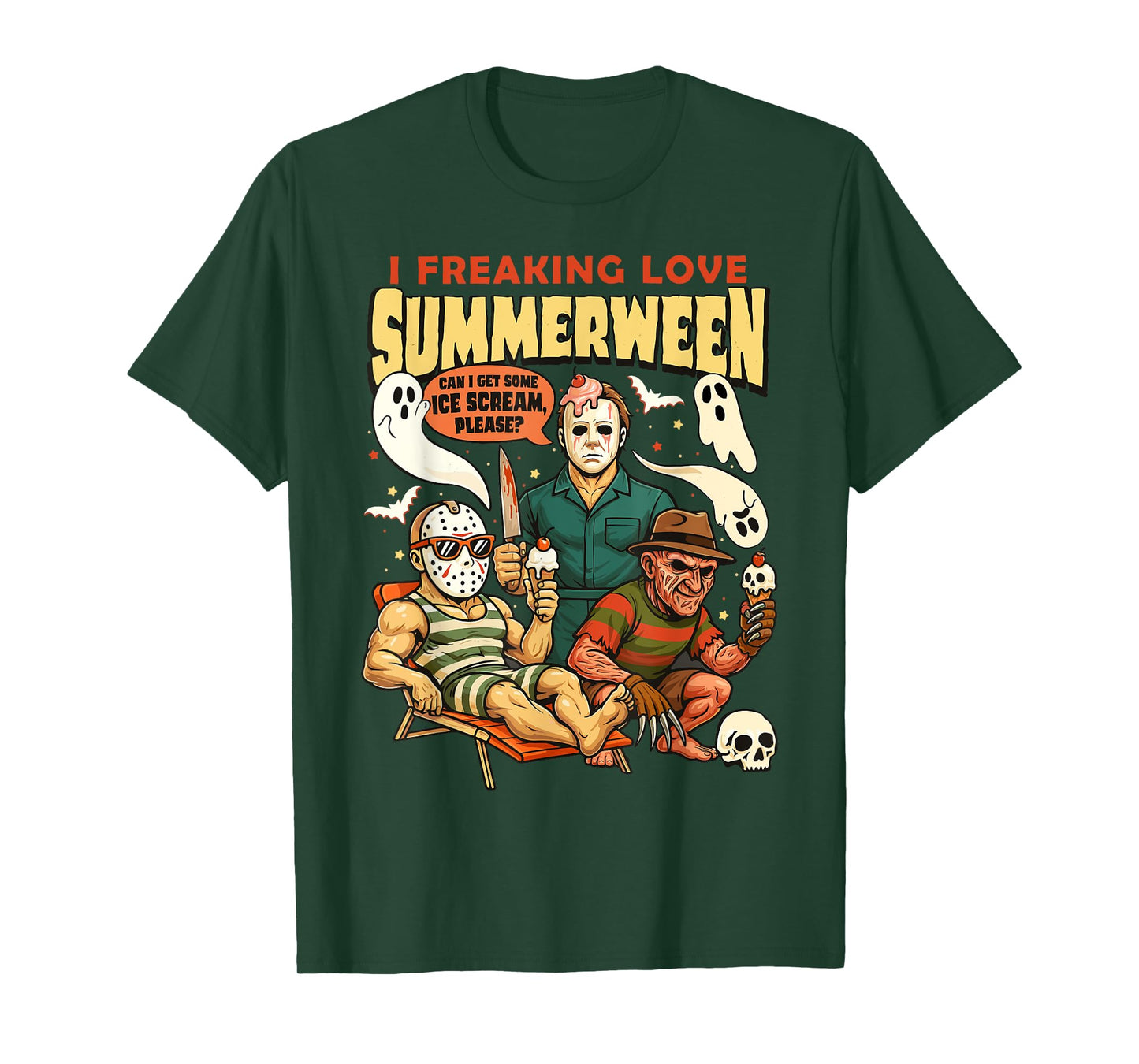 I Freaking Love Summerween Funny Ghost Summer Halloween T-Shirt