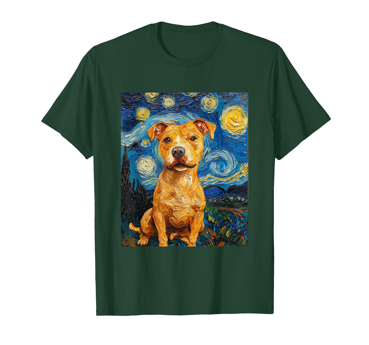 Pitbull Dog Pit Bull Pittie - Van Gogh Style - Starry Night T-Shirt