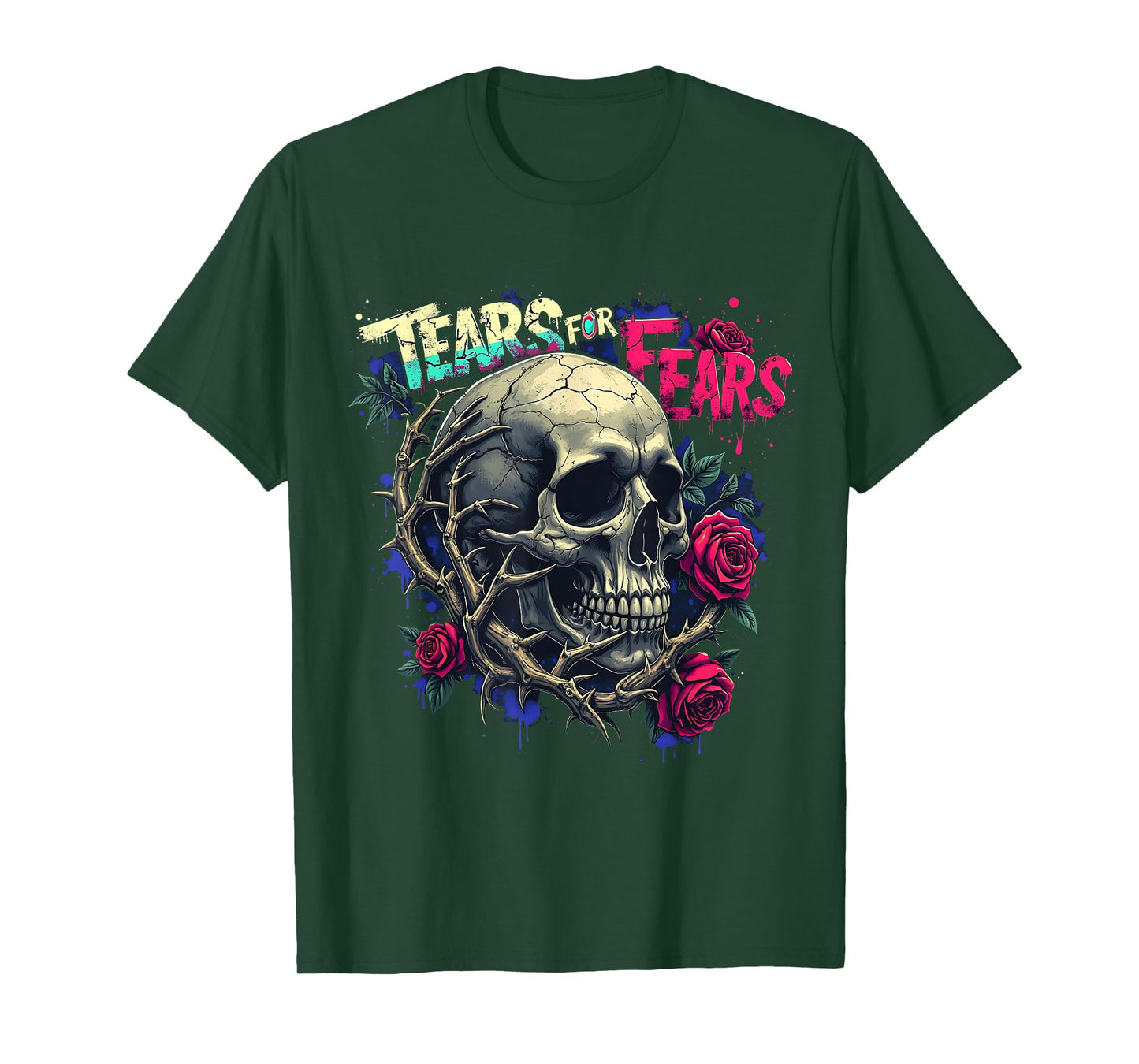 Tears for Fears Gothic Skull and Roses Dark Aesthetic Design T-Shirt