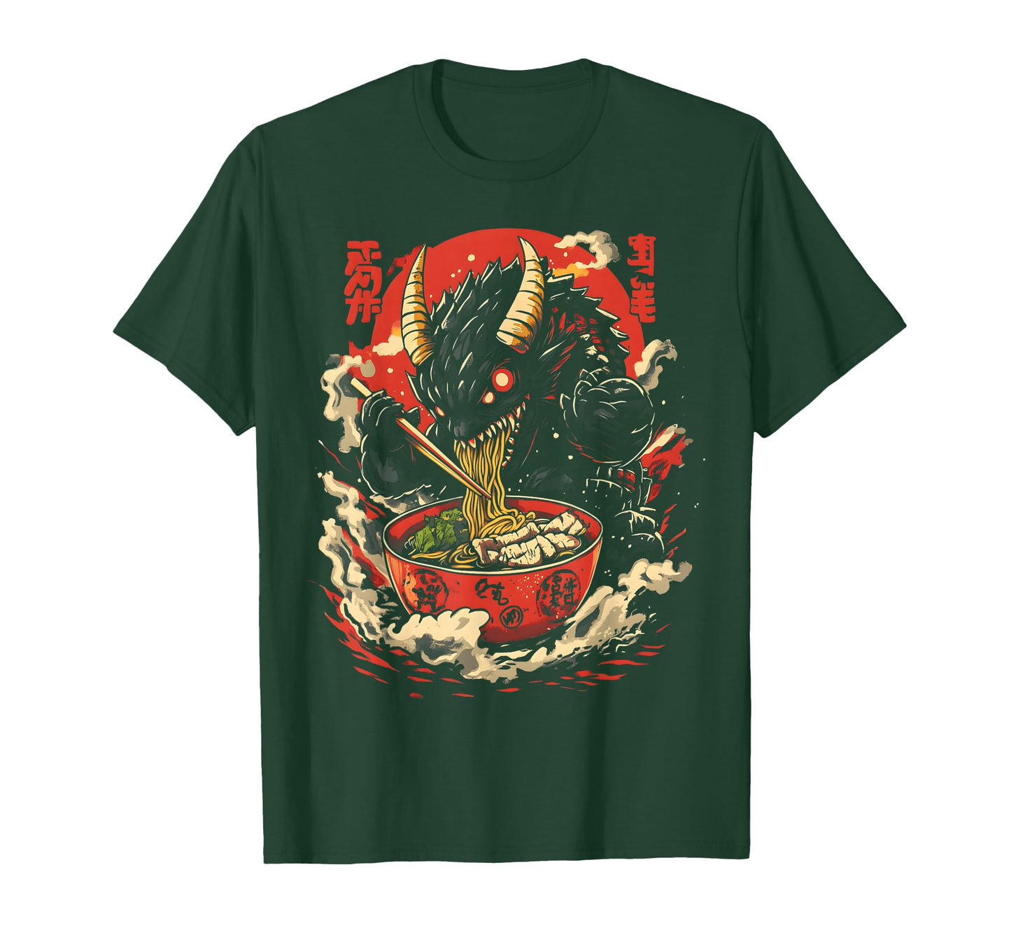 Kaiju Eating Ramen Funny Japanese Monster Lover Birthday T-Shirt