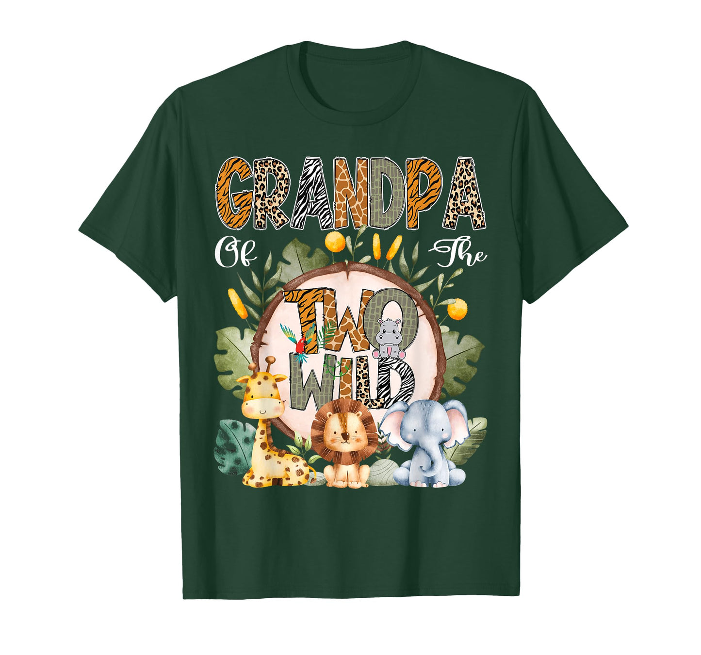 Grandpa Of The Two Wild Animal Safari 2Nd Birthday Party T-Shirt