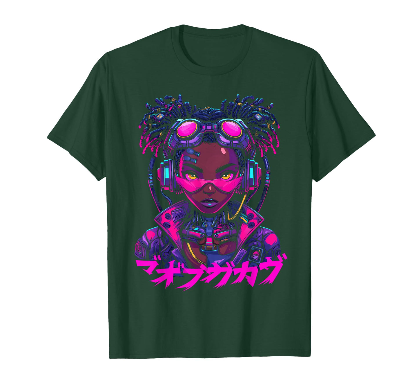 Harajuku Cyberpunk Black Girl Anime Manga Waifu Japanese T-Shirt