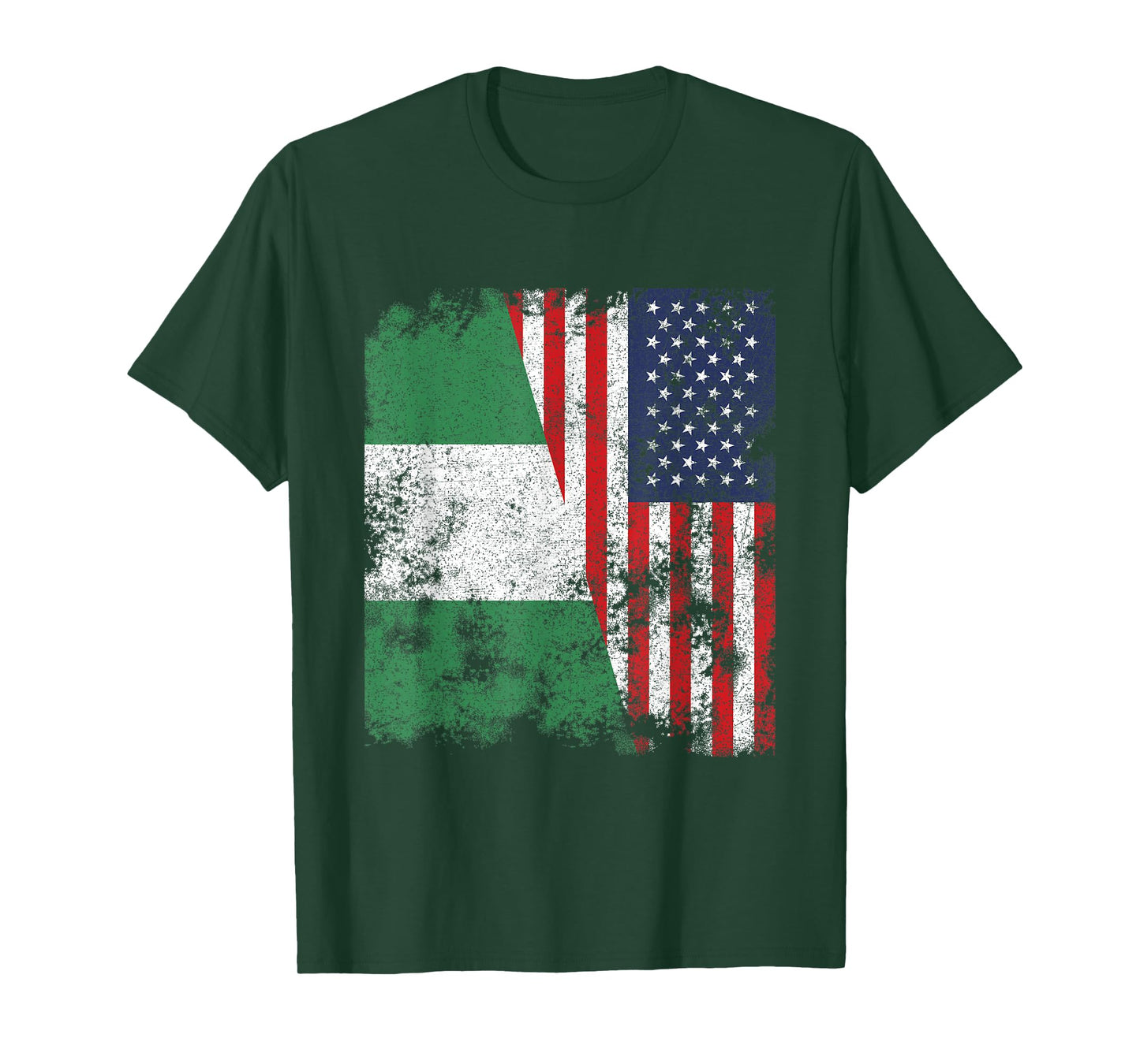 Nigeria USA Flag Distressed - Half American Women Kids Men T-Shirt