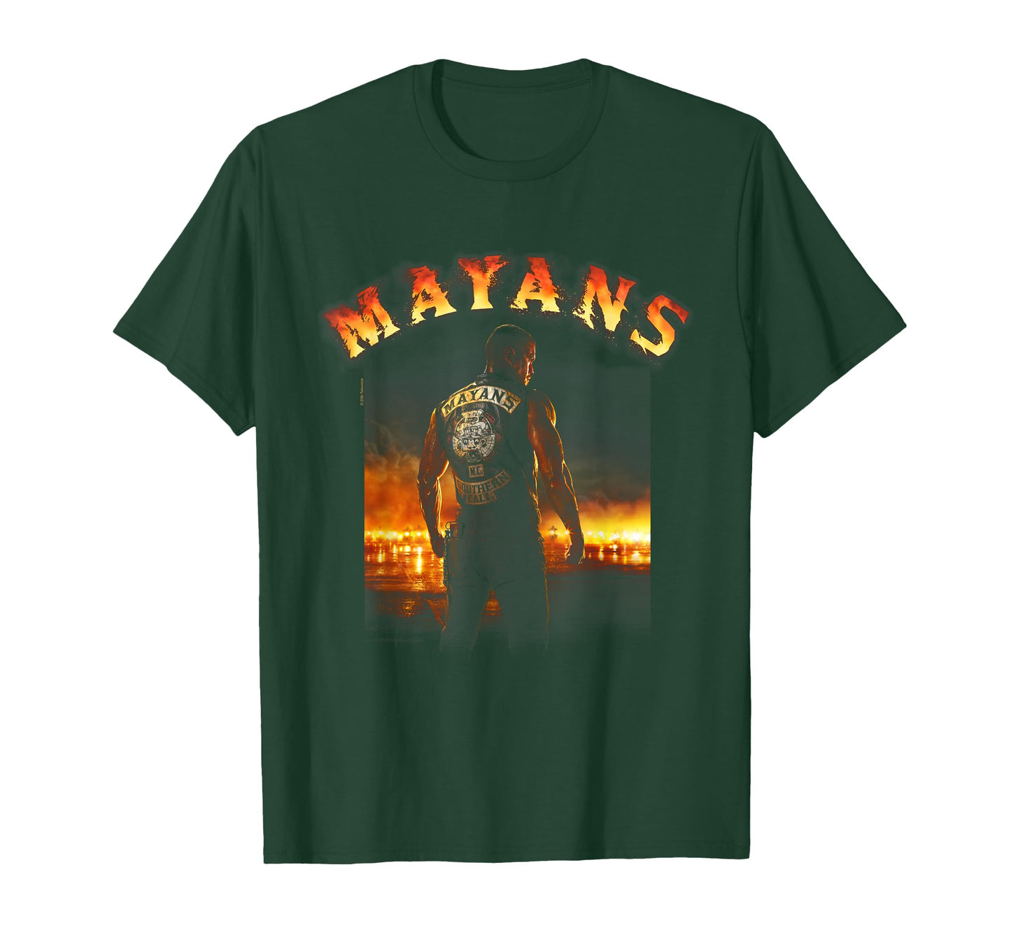 Mayans M.C. Logo on Fire & Pose T-Shirt