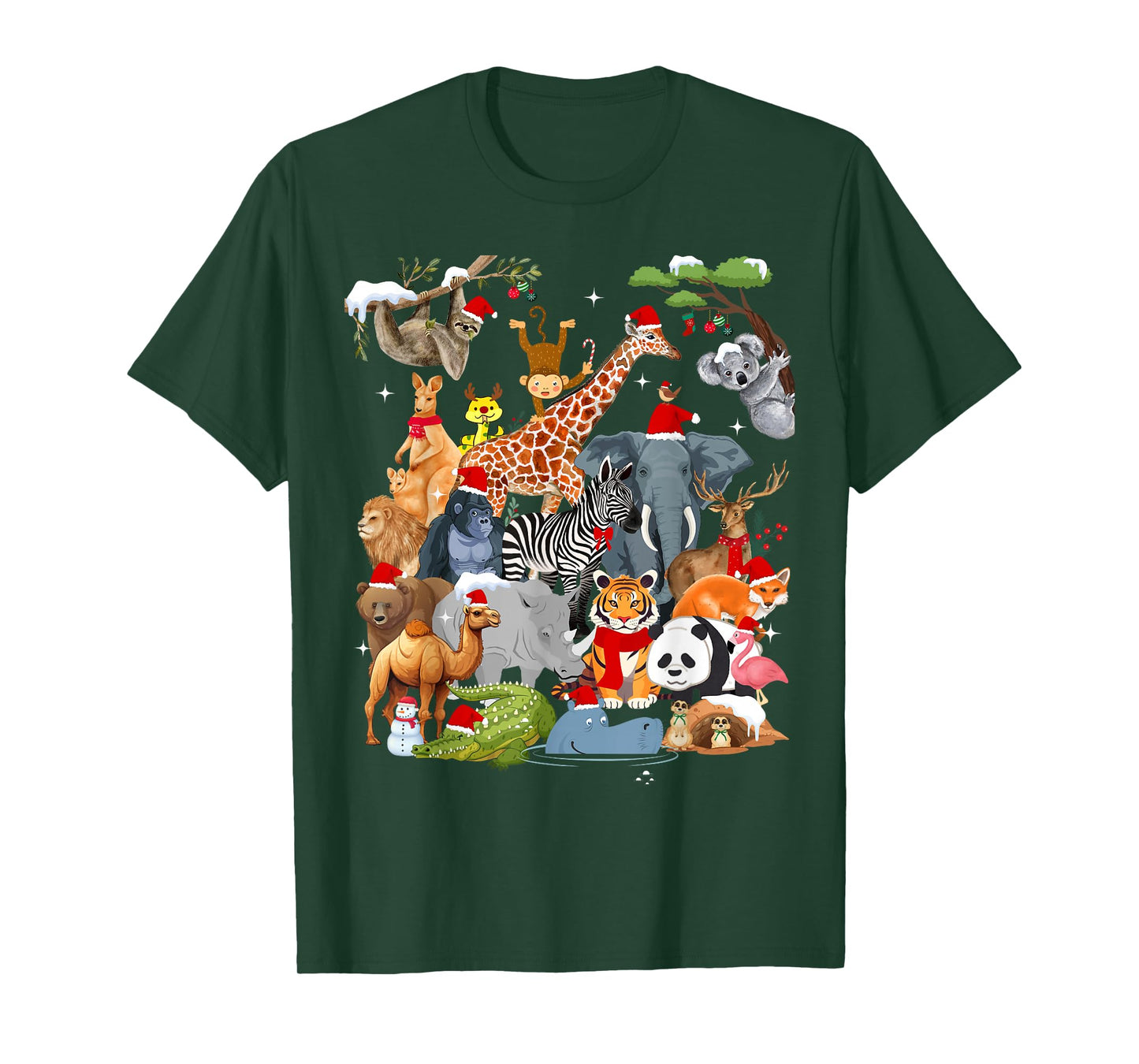 Men Women Kids Wildlife Zoo Day Christmas Party 22 Animals T-Shirt