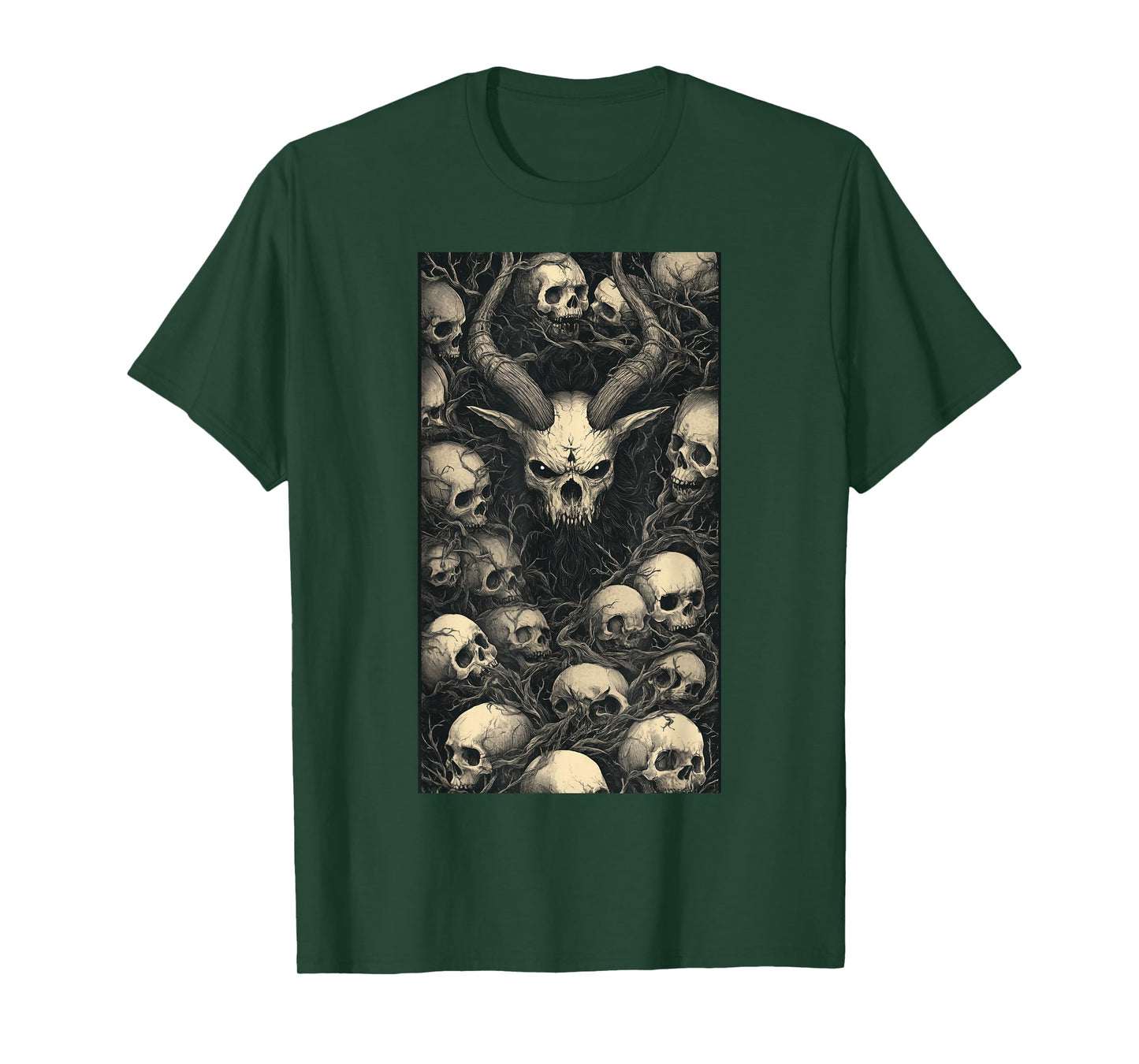 Fantasy Gothic Horror Skull Bones Demon Art Heavy T-Shirt