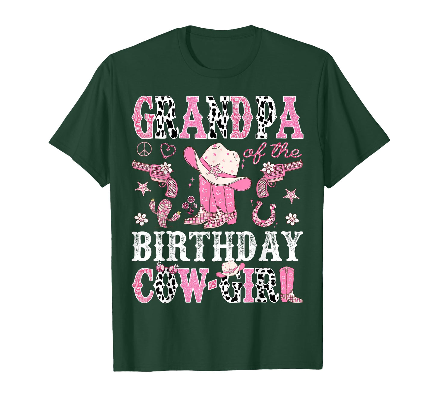 Grandpa Of The Birthday CowGirl Pink Disco Rodeo Western T-Shirt