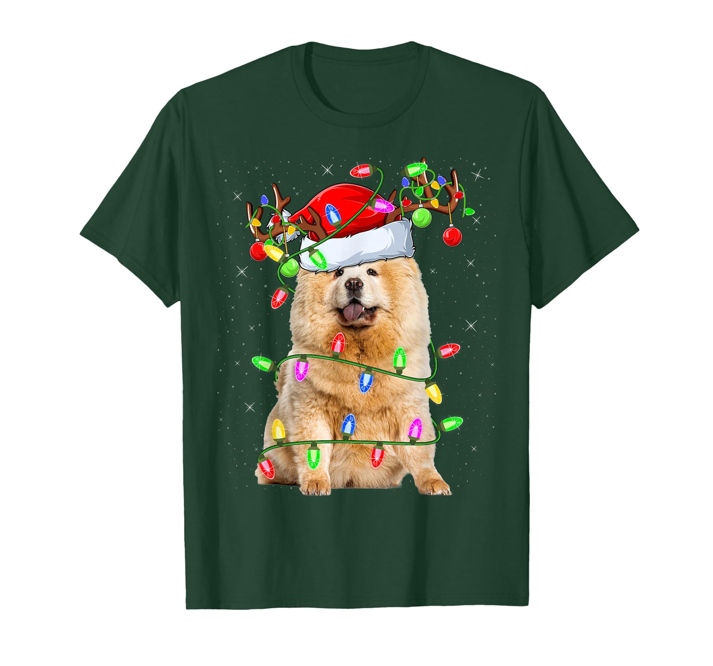 Chow Chow Dog Lover Xmas Lighting Santa Chow Chow Christmas T-Shirt