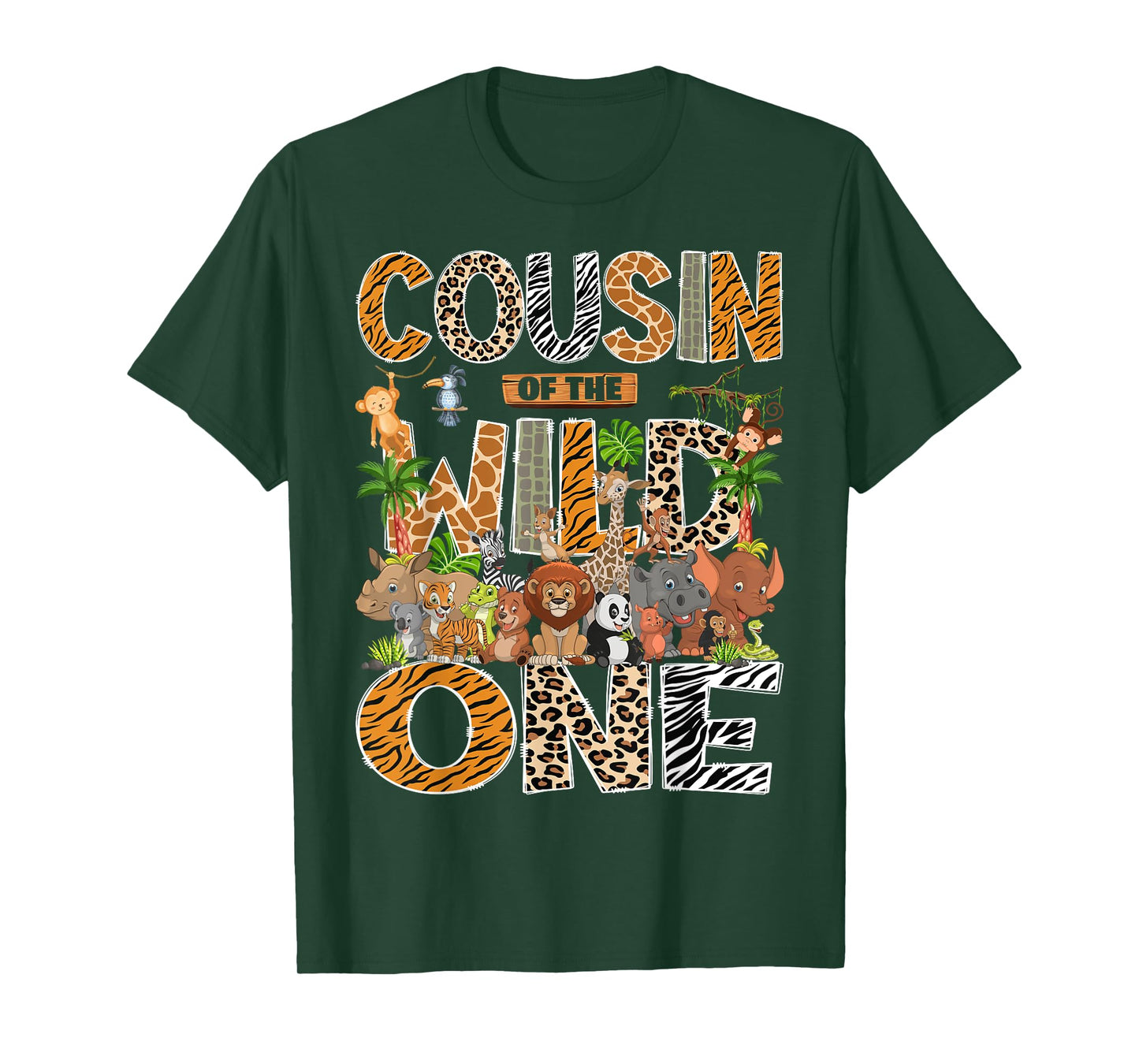 Cousin Of The Wild One Safari Zoo Animal 1St Birthday T-Shirt