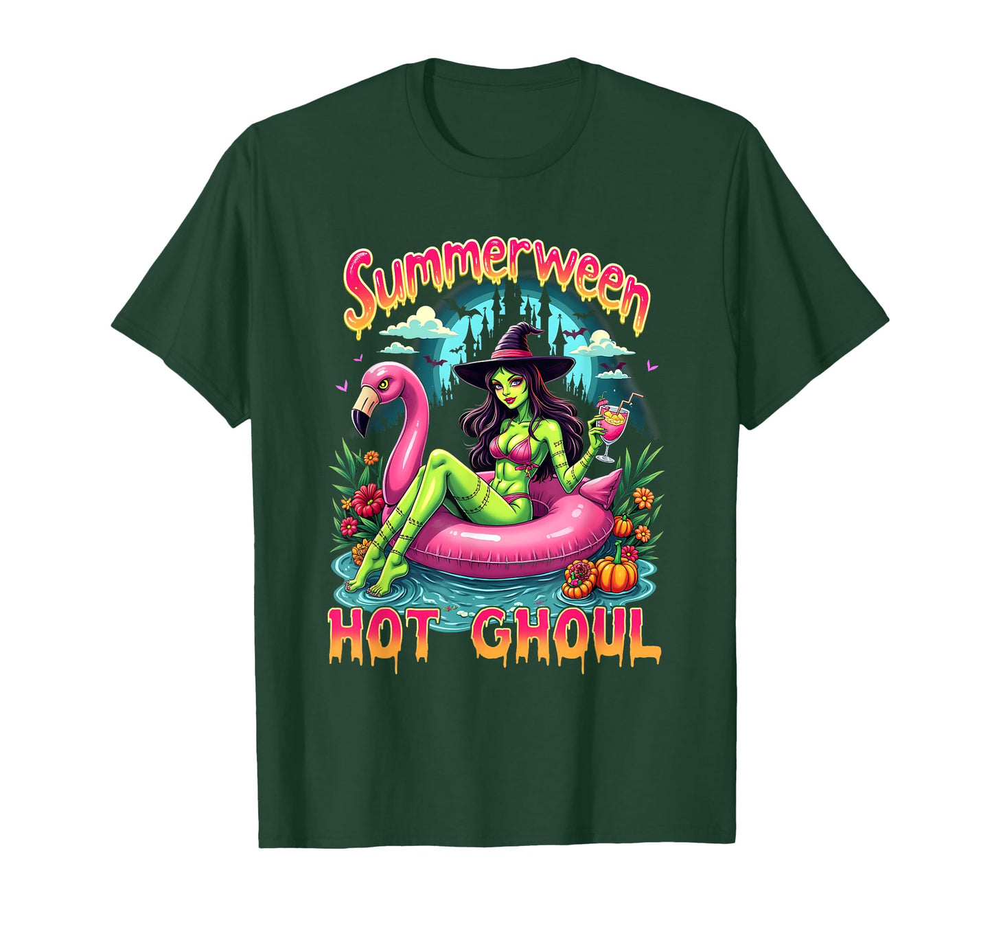 Summerween Witch Vibes Vacation Halloween Funny Party Group T-Shirt