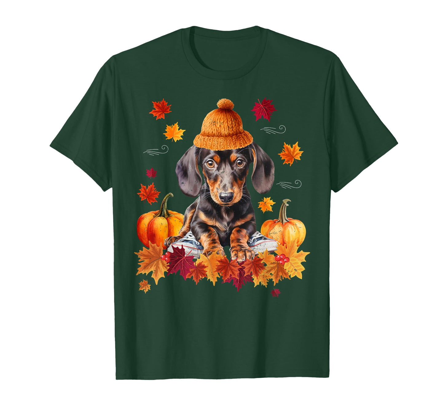 Dachshund Hello Autumn Leaf Fall For Dog Lover T-Shirt