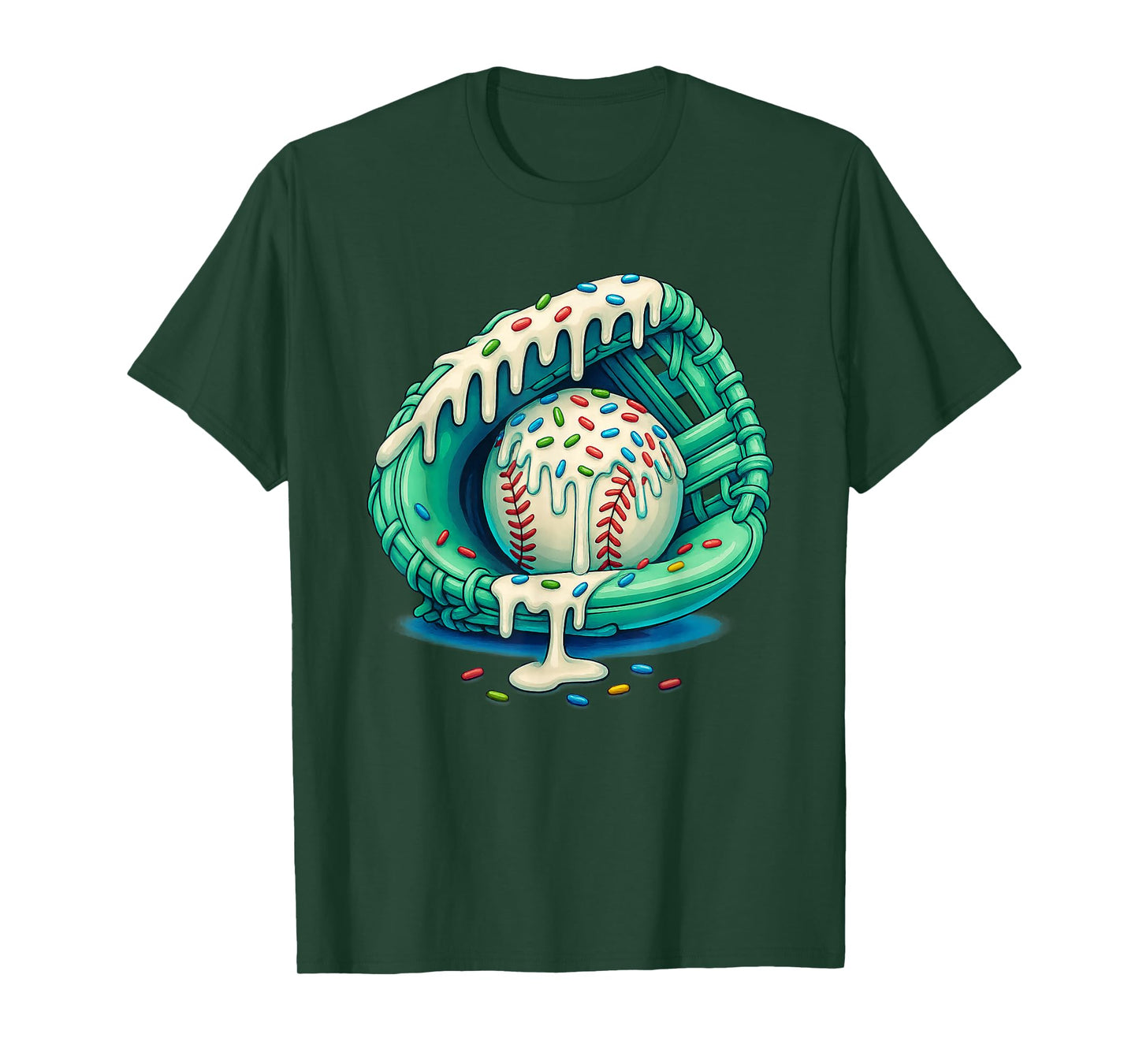 Baseball Drip Ice Cream Sprinkles Mint Baseball Glove T-Shirt