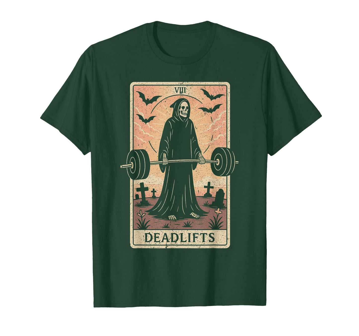 Tarot Card Deadlifts Grim Reaper Weightlifting Workout Gym T-Shirt