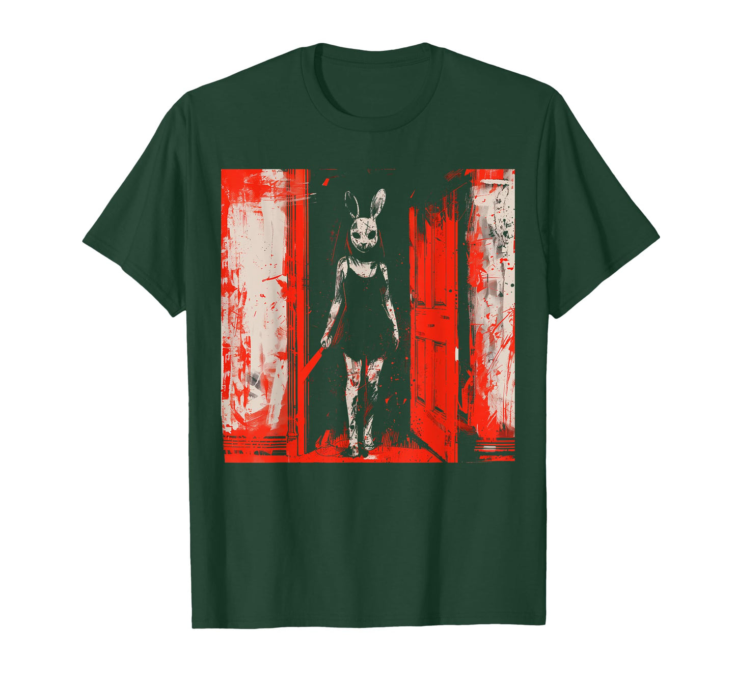 Horror Evil Bunny Slasher Girl Red Anime Goth Creepy Rabbit T-Shirt
