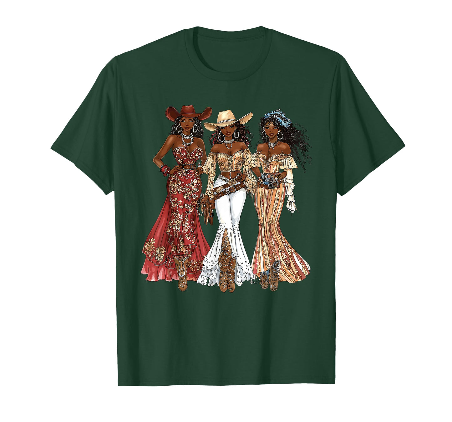 Black African American Cowgirl Western Country Texas Rodeo T-Shirt