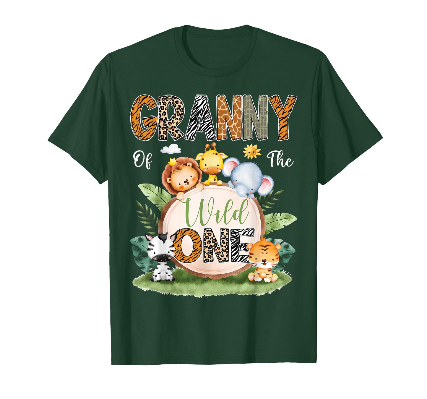 Granny Of The Wild One 1St Birthday Kids Safari Jungle T-Shirt