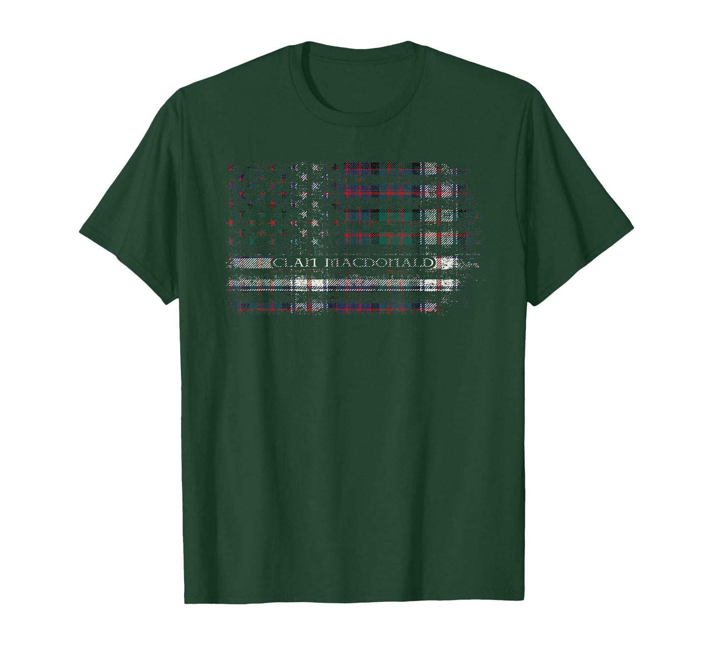 Clan MacDonald Dress Scottish tartan US flag kilt Scotland T-Shirt