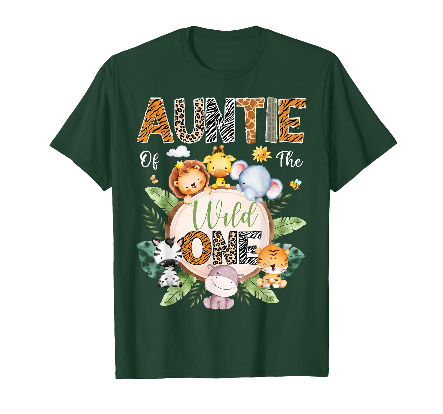 Auntie Of The Wild One 1St Birthday Safari Jungle Animal T-Shirt