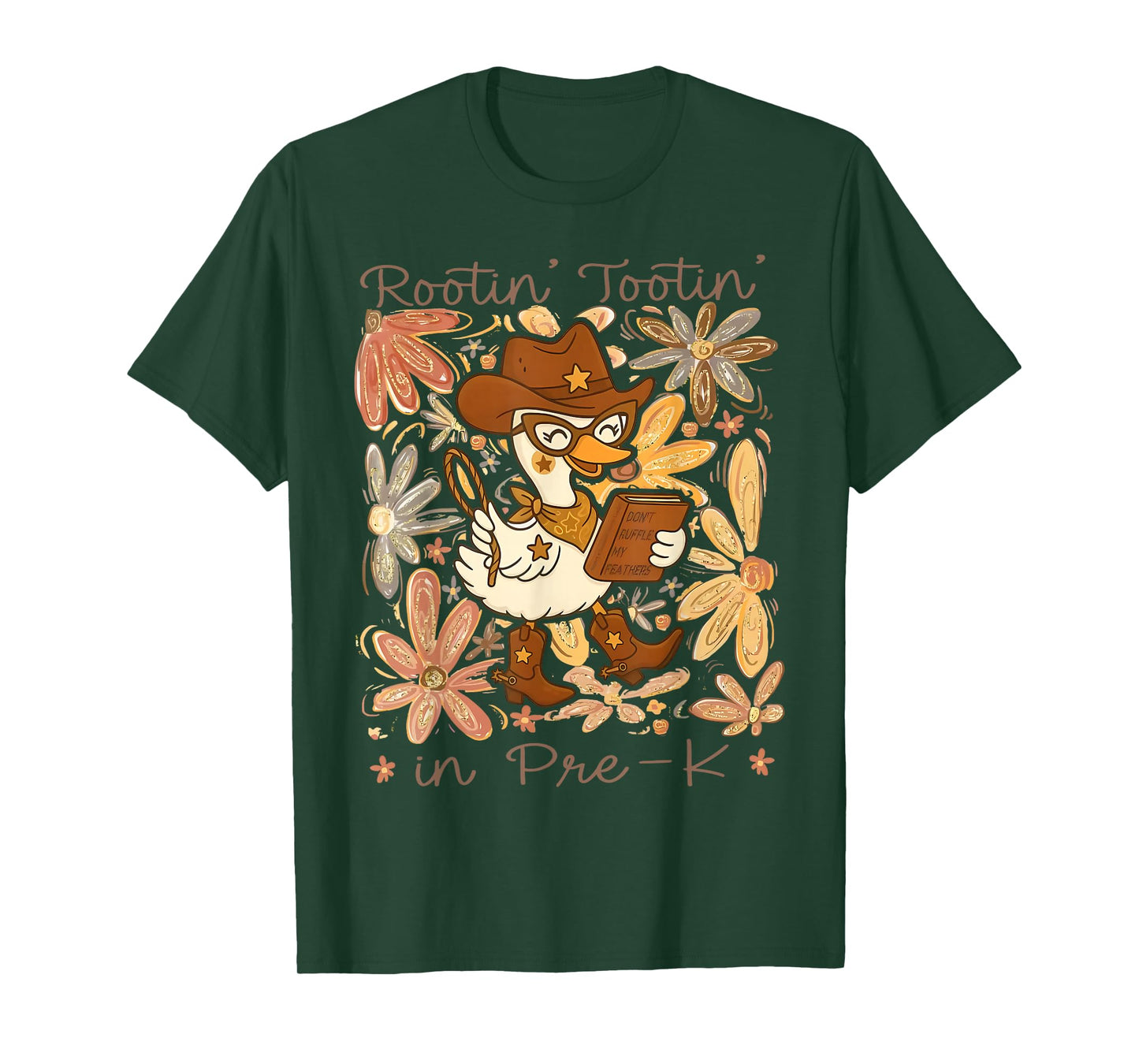 Floral Rootin' Tootin' Pre-K Teacher Cowgirl Goose Western T-Shirt