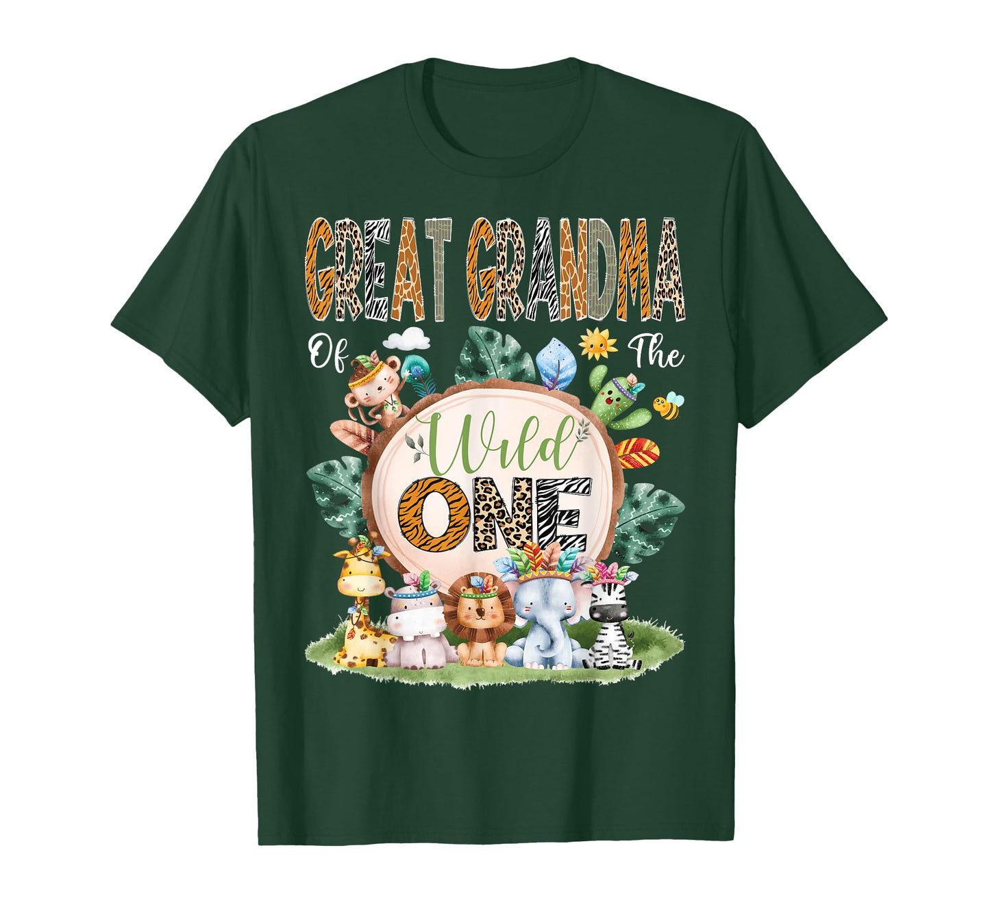 Great Grandma Of The Wild One Safari Tribal Jungle 1St Bday T-Shirt