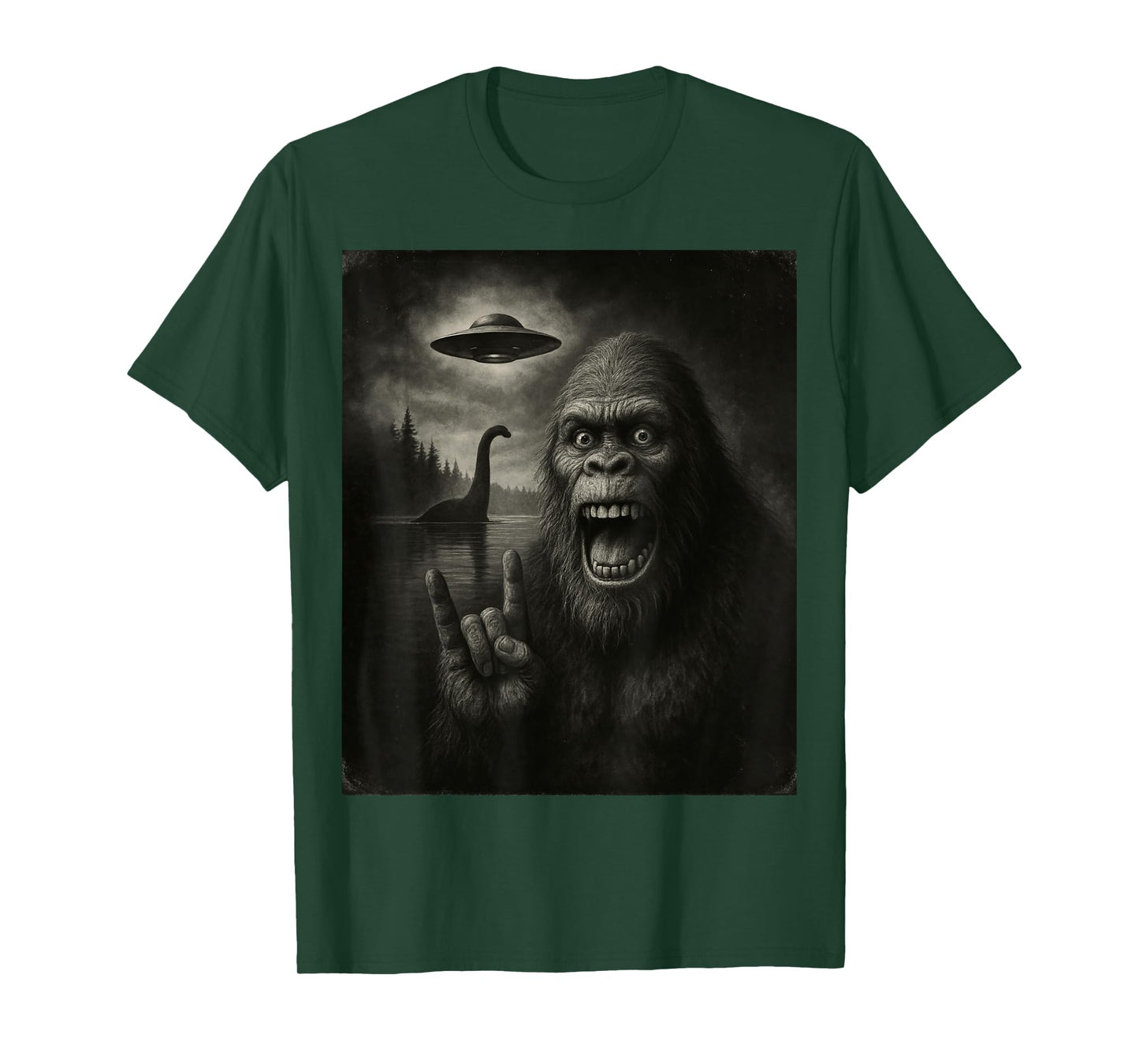 Bigfoot Selfie Loch Ness Monster UFO Alien Gifts Graphic T-Shirt