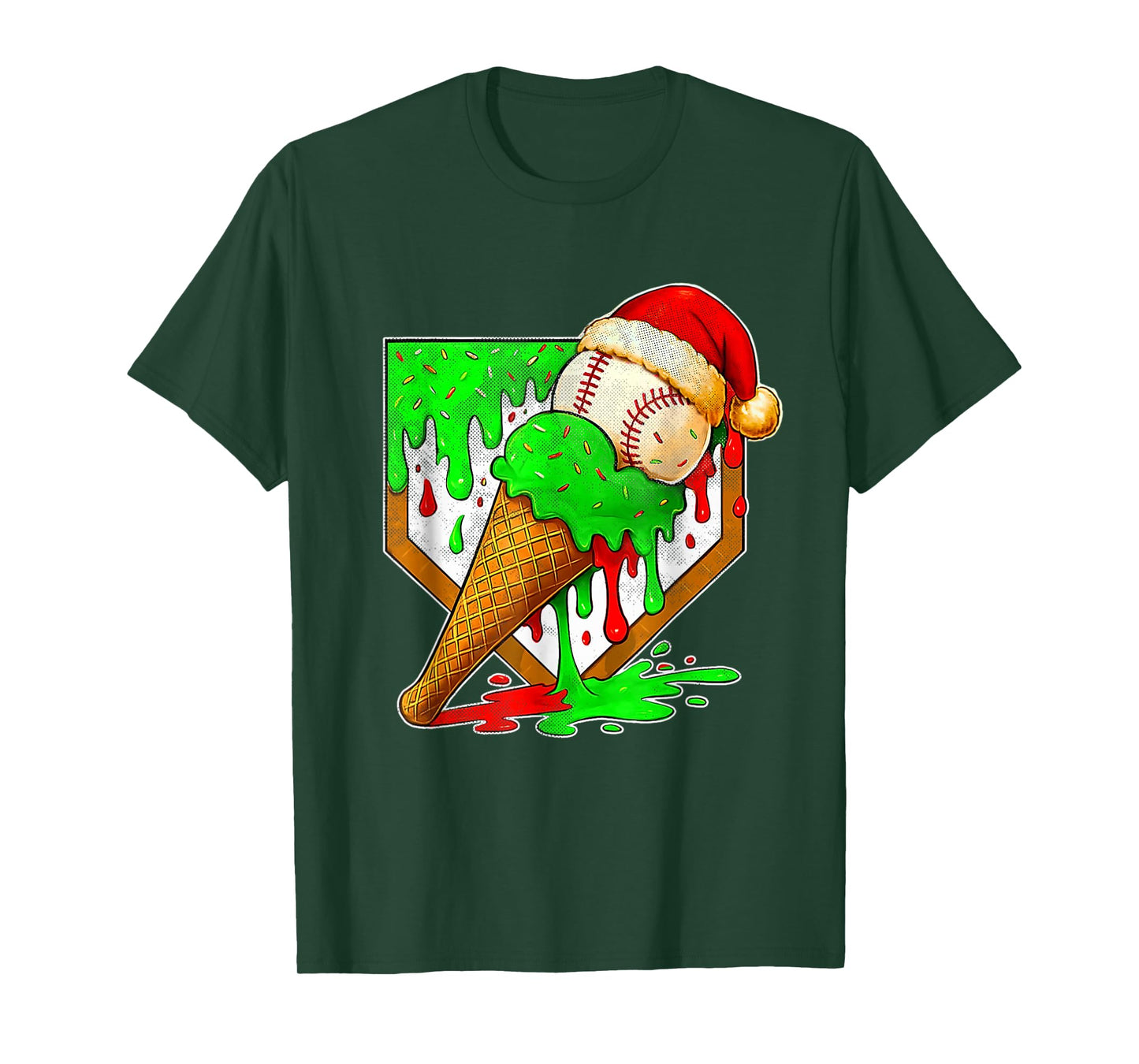 Baseball Xmas Christmas Baseball Ice Cream Drip Boys T-Shirt