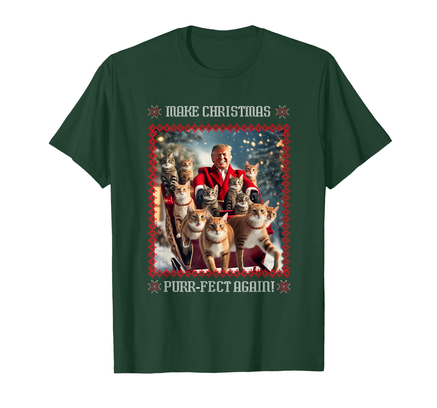Make Christmas Purr-fect Again Funny Trump Christmas T-Shirt
